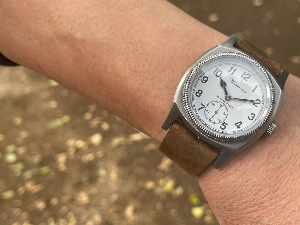 Big turtle small second brown genuine leather crazy horse strap