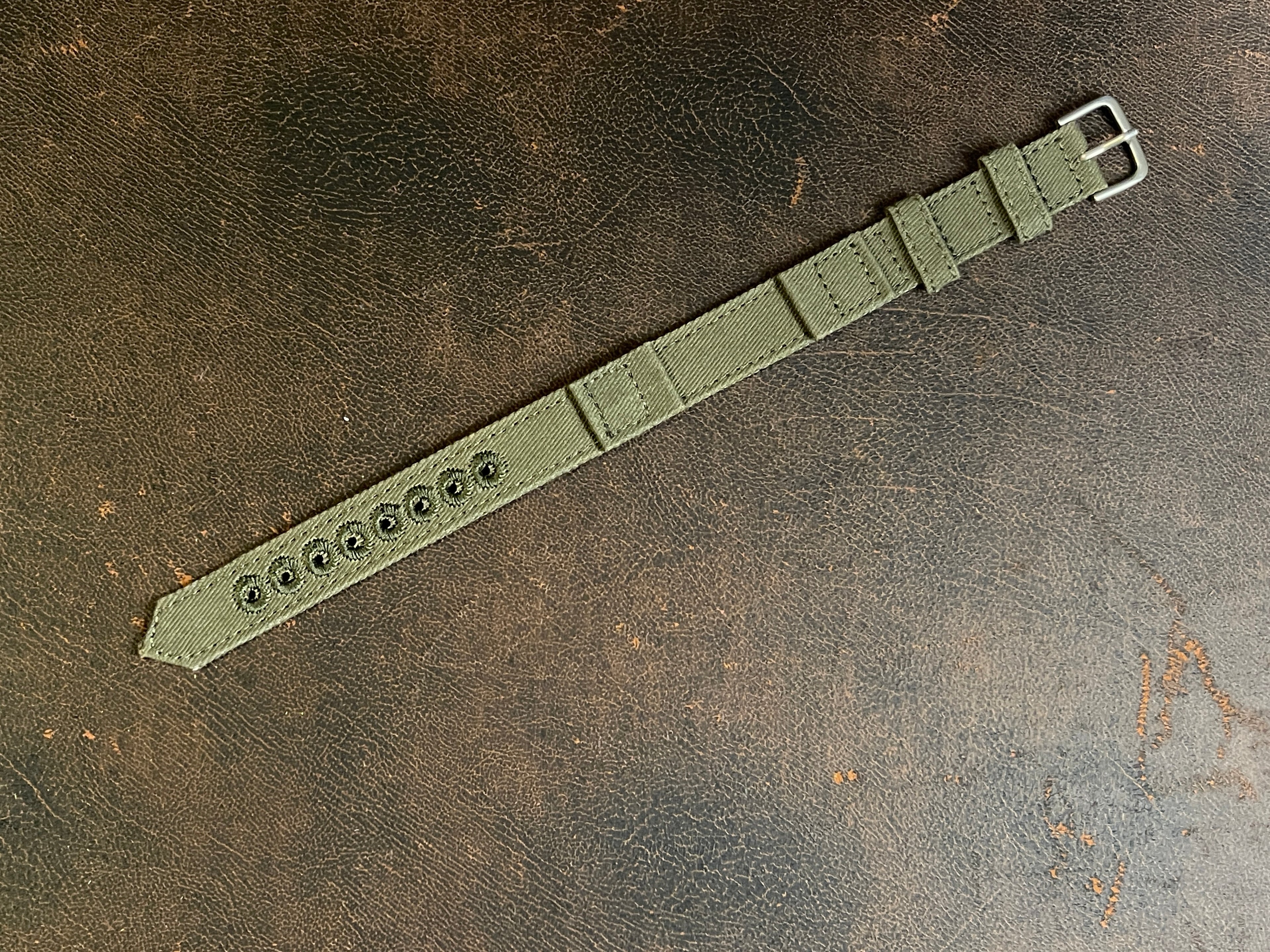 16mm幅 グリーン布製ワンピースストラップ