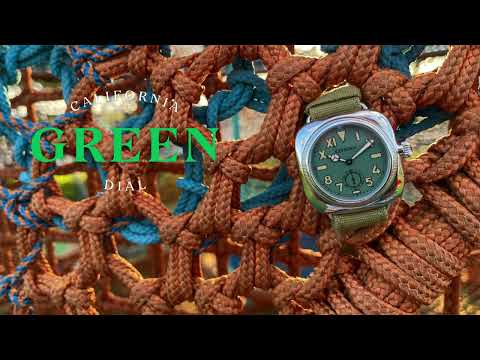 Cushion watch California dial smoky green