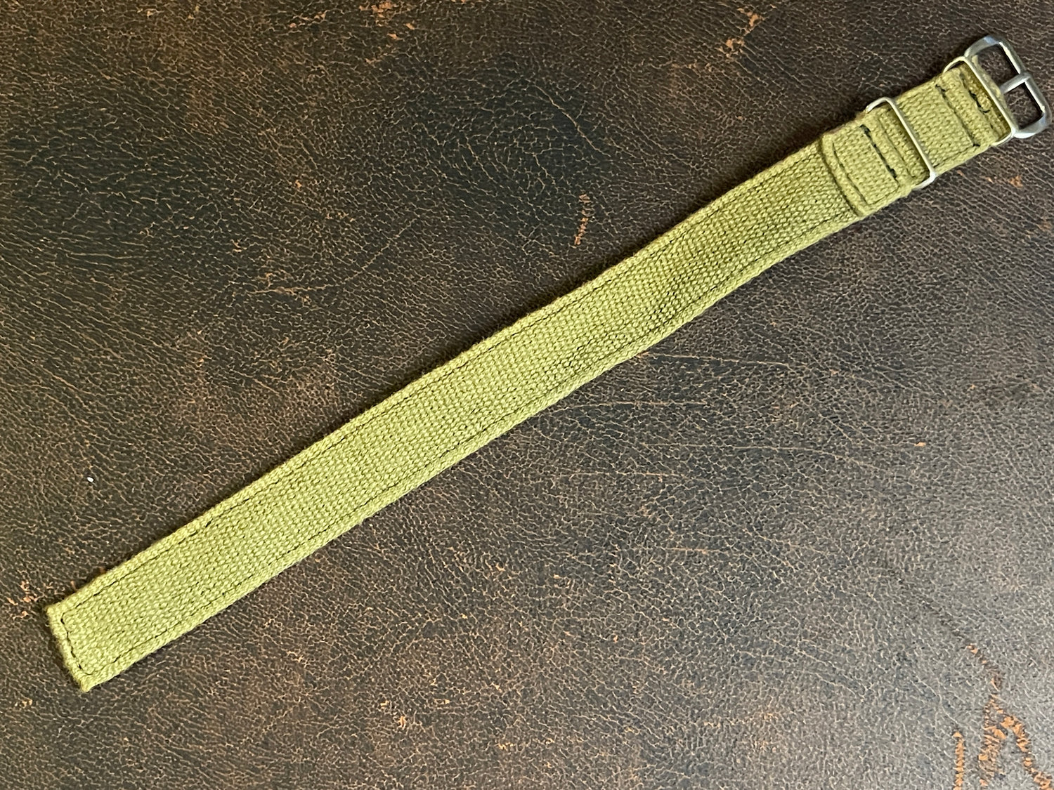 18mm wide green cloth strap without holes