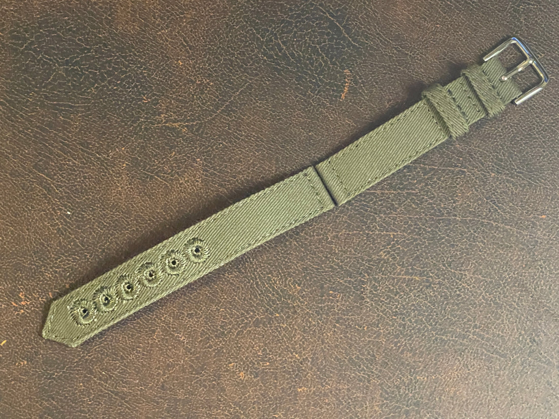 16mm wide green fabric two-piece strap