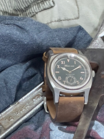 Big turtle small second brown genuine leather crazy horse strap