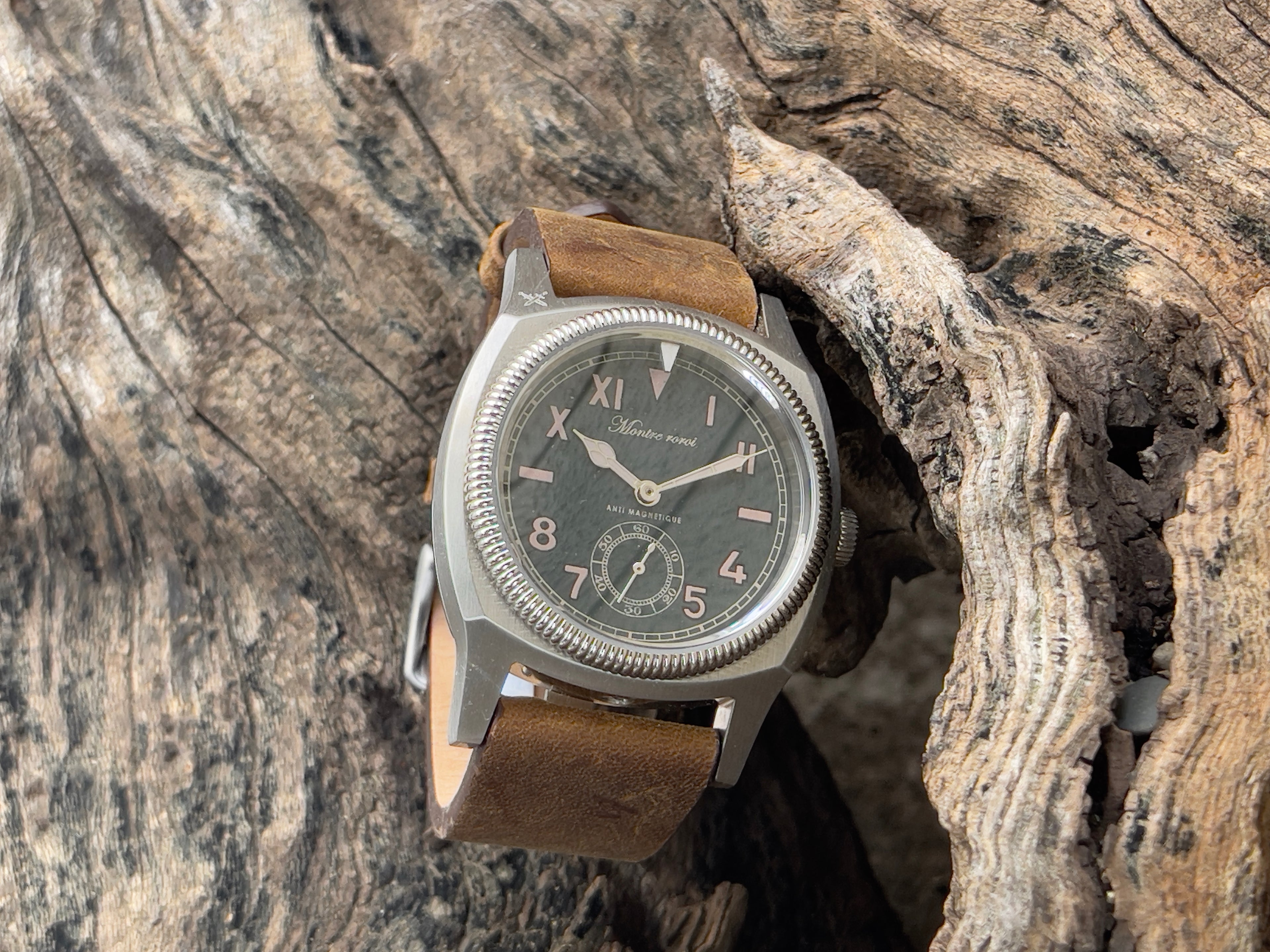 Big turtle small second brown genuine leather crazy horse strap