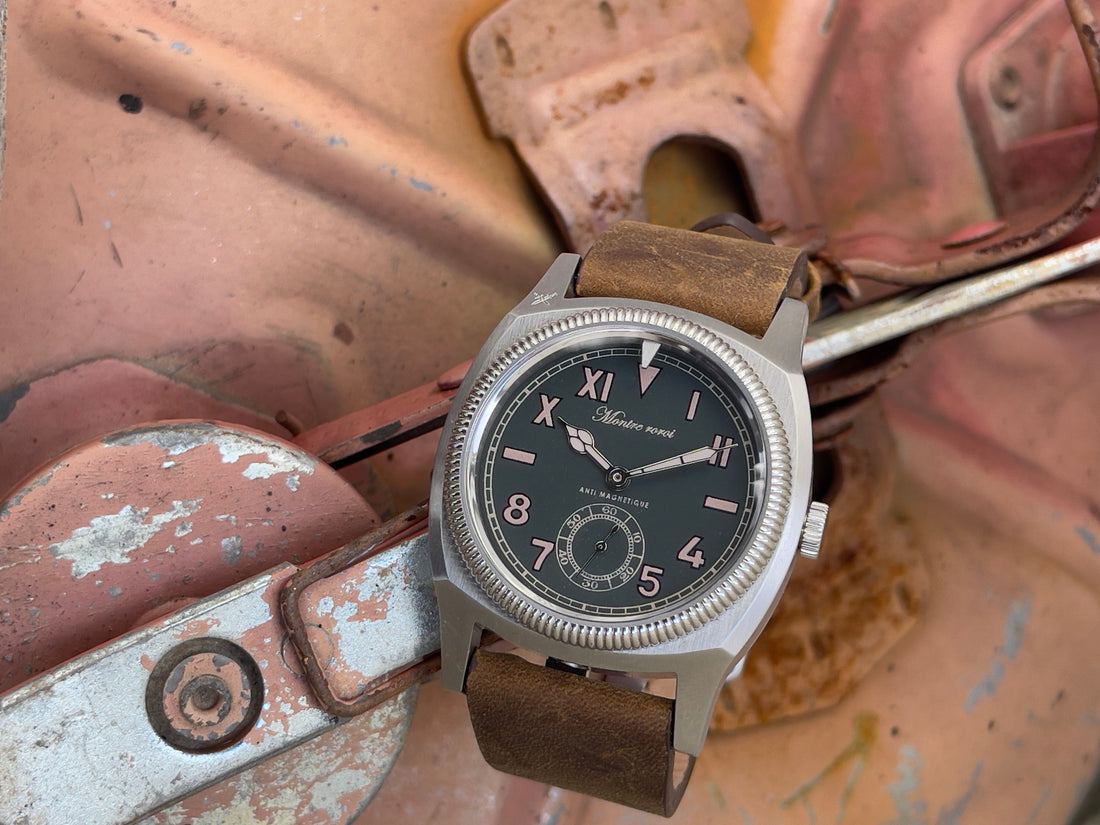 Big turtle small second brown genuine leather crazy horse strap