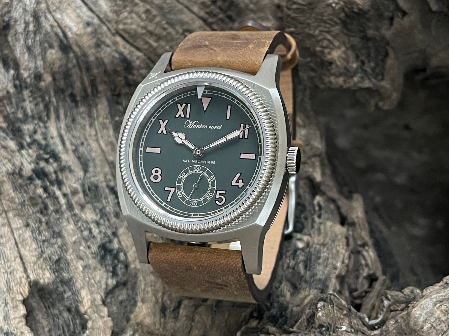 Big turtle small second brown genuine leather crazy horse strap