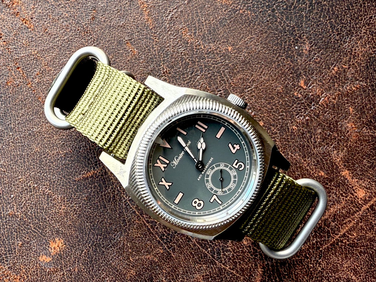 Big turtle small second brown genuine leather crazy horse strap