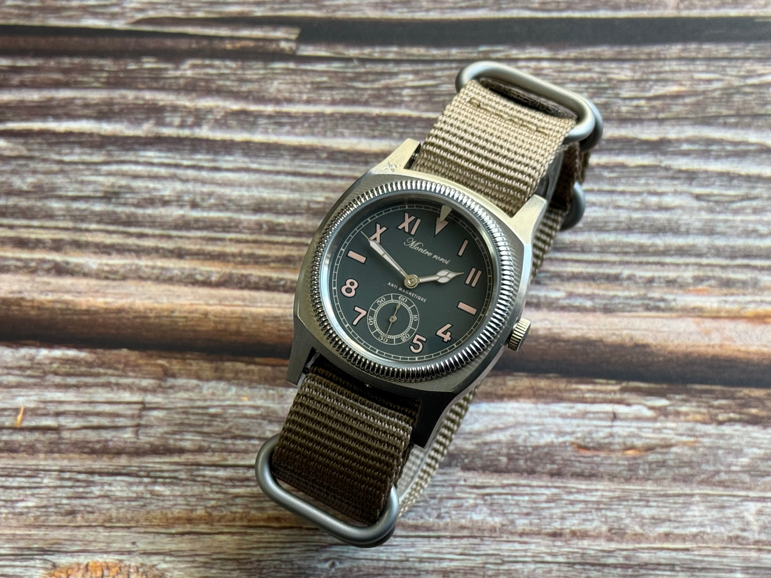 Big turtle small second brown genuine leather crazy horse strap