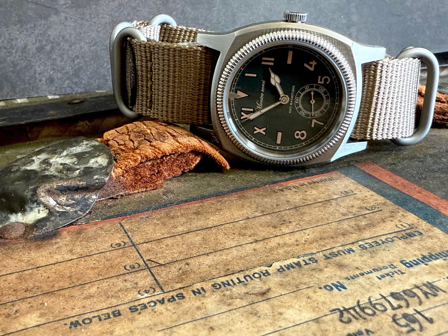 Big turtle small second brown genuine leather crazy horse strap