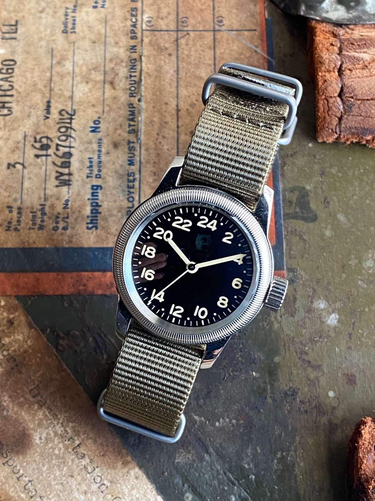 M.R.M.W. A-11 24H Black dial — upright watch with 24-hour dial